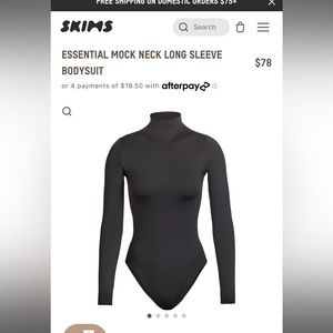 NWOT SKIMS BLACK BODYSUIT SIZE L/XL